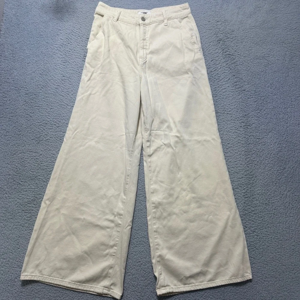 Banana‎ Republic Ultra High Rise Wide Leg Trouser Pants Ecru Size 29 Womens